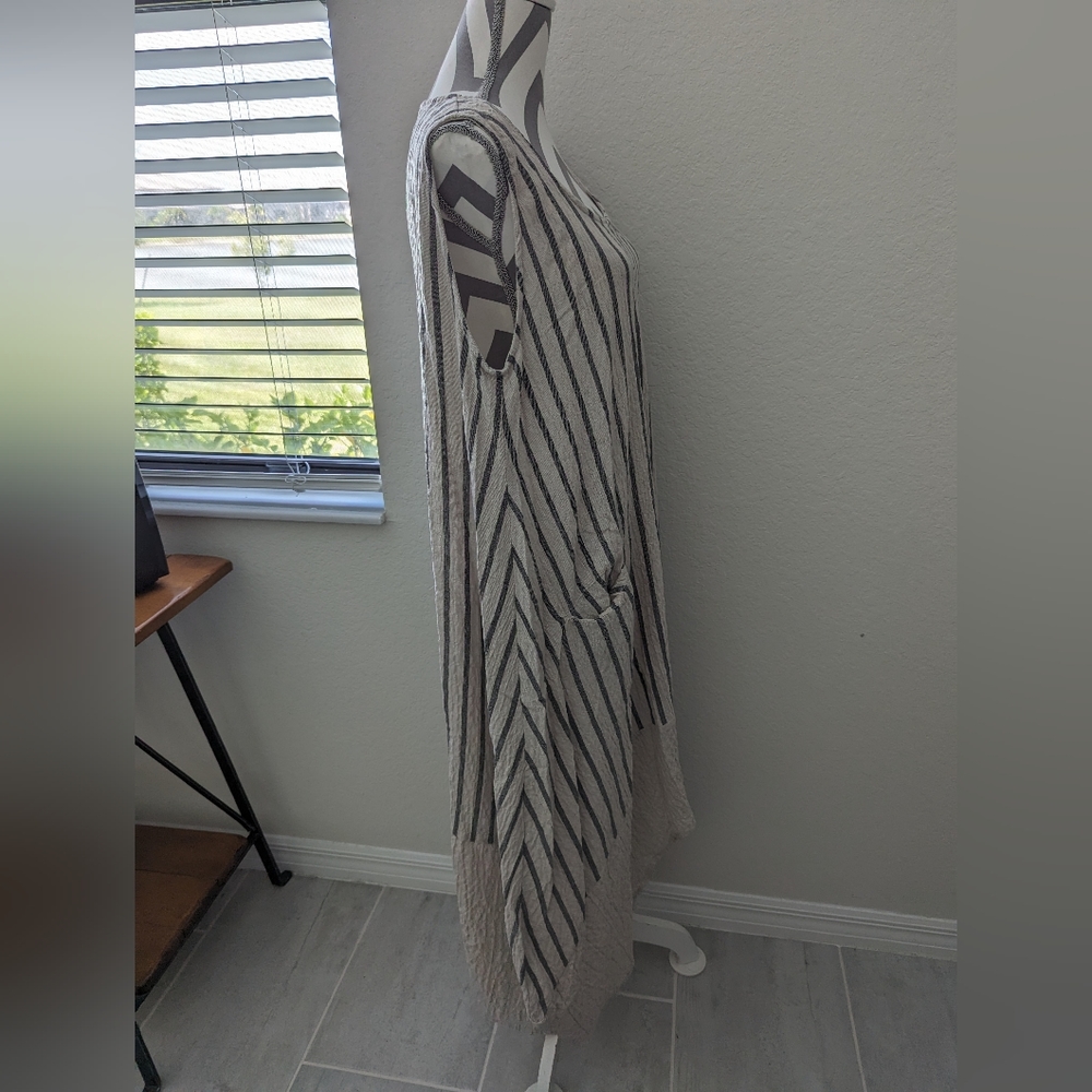 Gershon Bram Beige & Black Striped Gauze Striped … - image 7